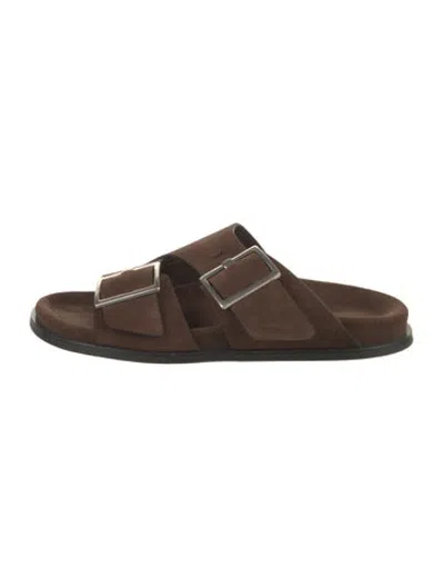 Pre-owned Alohas Suede Slides In Brown