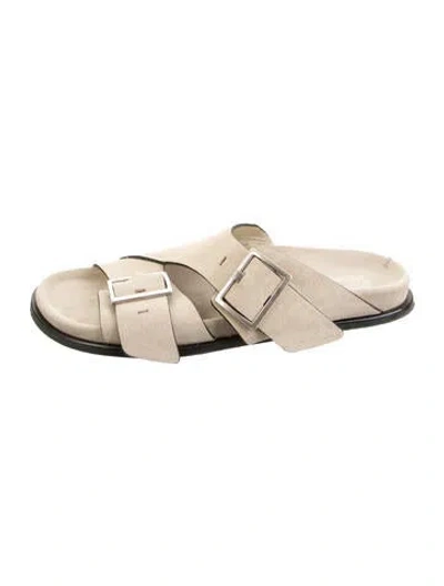 Pre-owned Alohas Suede Slides In Neutral