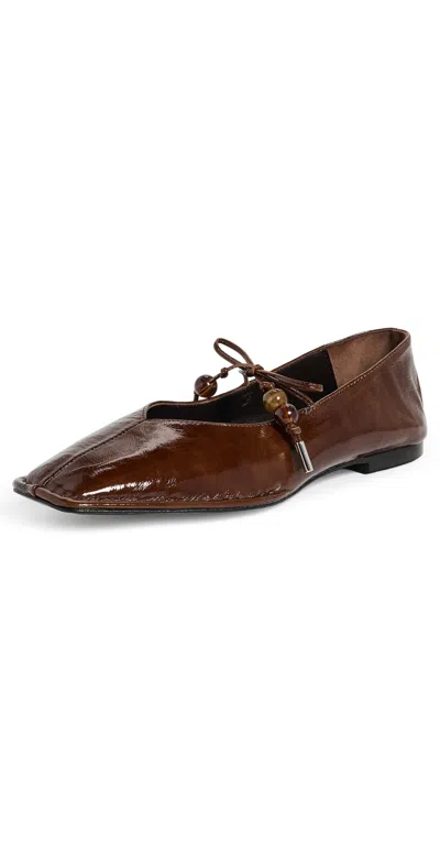 Alohas Sway Beads Leather Ballet Flats Beads Rift Brown