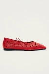 Alohas Sway Slit Leather Ballet Flats In Red