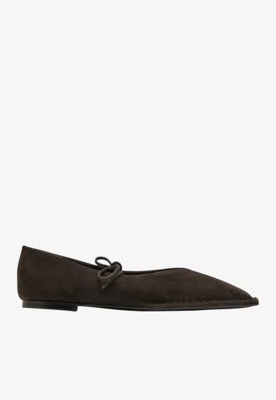 Alohas Sway Suede Coffee Brown Leather Ballet Flats