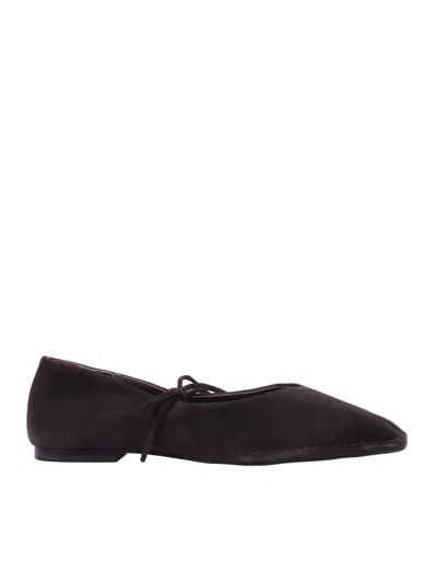 Alohas Sway Suede Coffee Brown Leather Ballet Flats Altezza Tacco 1 Cm In Animal Print