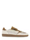 Alohas Tan Leather Sneakers With Textured Fur Accents In Neutral