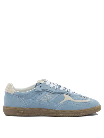 Alohas Light Blue Suede Sneakers With Cream Accents And Contrast Details