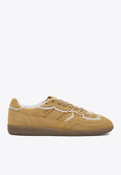 Alohas Tb.490 Crochet-trimmed Suede Sneakers In Yellow