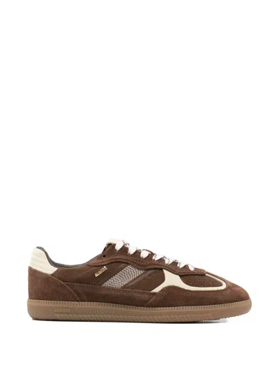 Alohas Taupe Leather Sneakers With Suede Texture In Multi