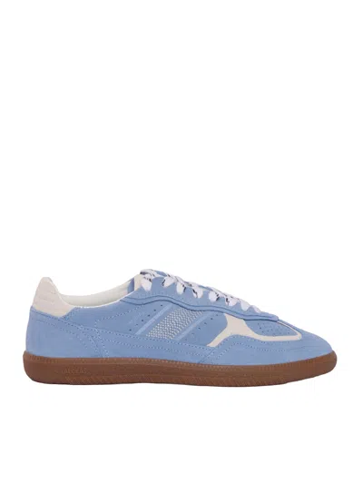 Alohas Light Blue Suede Sneakers With Cream Accents And Contrast Details