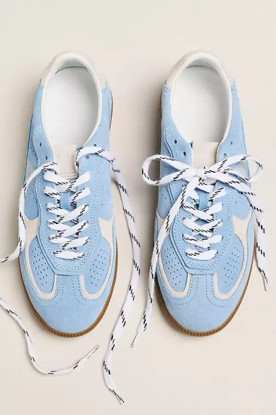 Alohas Light Blue Suede Sneakers With Cream Accents And Contrast Details