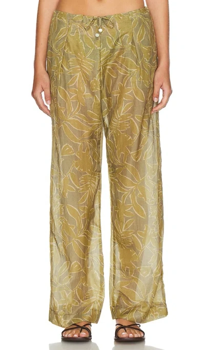 Alohas Tiki Floral Trousers In 卡其