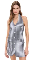 Alohas Tulipe Stripes Mini Dress Blue And White In Blue And White