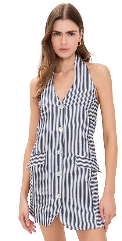 Alohas Tulipe Stripes Mini Dress Blue And White
