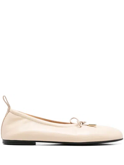 Alohas Unlined Leather Slip-ons With Adjustable Drawstring For Women In Bianco