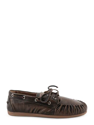 Alohas Used-effect Leather Loafers In Brown