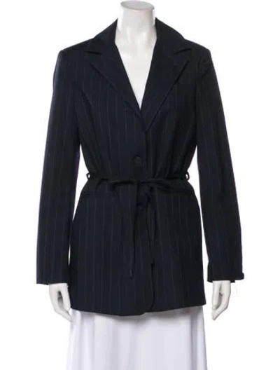 Pre-owned Alohas Virgin Wool Striped Blazer In Blue