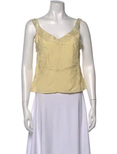 Pre-owned Alohas V-neck Sleeveless Top In Yellow