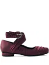 Alohas Volant Ruched-strap Ballerinas In Red