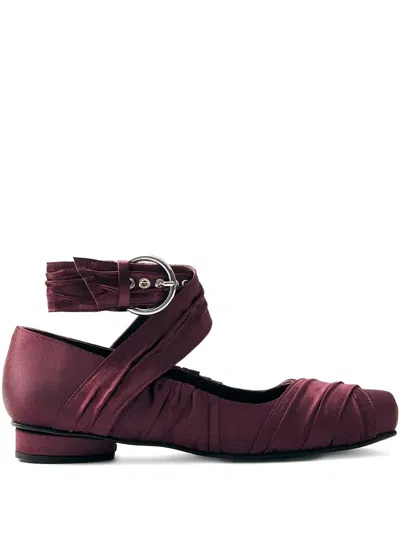 Alohas Volant Ruched-strap Ballerinas In Red