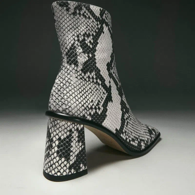 Alohas West Indo Grey Leather Ankle Boots In Animal Print