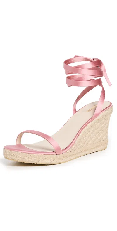 Alohas Willa Silky Pink Leather Espadrilles Pink