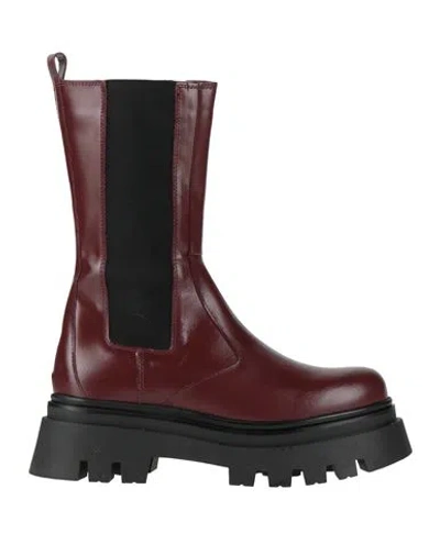 Alohas Woman Ankle Boots Burgundy Size 7.5 Soft Leather In Red