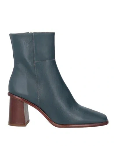 Alohas Woman Ankle Boots Navy Size 6.5 Leather In Green