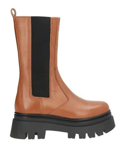Alohas Woman Ankle Boots Tan Size 6 Leather In Multi