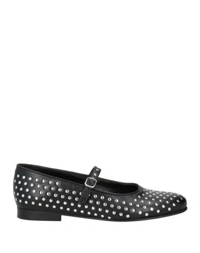 ALOHAS ALOHAS WOMAN BALLET FLATS BLACK SIZE 6 LEATHER