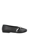Alohas Woman Ballet Flats Black Size 7.5 Leather In Black