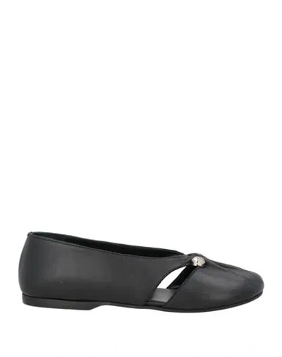 ALOHAS ALOHAS WOMAN BALLET FLATS BLACK SIZE 7.5 LEATHER