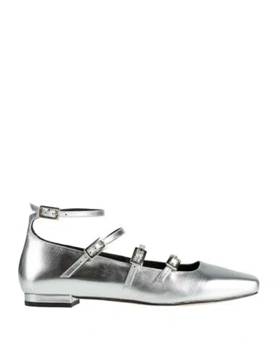 Alohas Woman Ballet Flats Silver Size 7.5 Leather