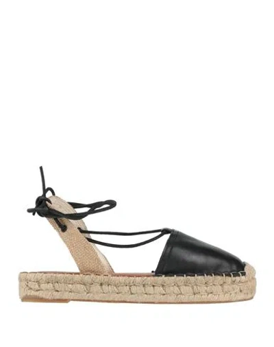 Alohas Woman Espadrilles Black Size 6.5 Leather