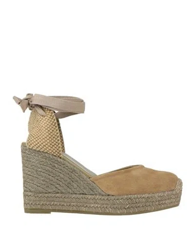 Alohas Woman Espadrilles Military Green Size 5 Leather, Textile Fibers In Multi