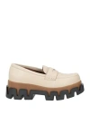 Alohas Woman Loafers Beige Size 6.5 Leather In Neutral