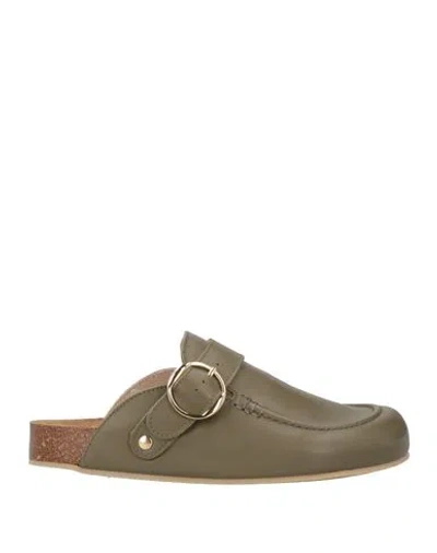 Alohas Woman Mules & Clogs Khaki Size 6.5 Leather In Nude