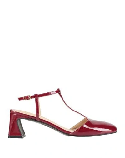 Alohas Woman Pumps Burgundy Size 6.5 Leather In Red