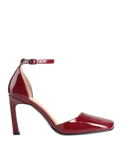 Alohas Woman Pumps Burgundy Size 6.5 Leather In Red