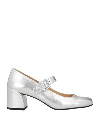 Alohas Woman Pumps Silver Size 9 Leather In Metallic