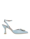 Alohas Woman Pumps Sky Blue Size 8.5 Soft Leather In Multi