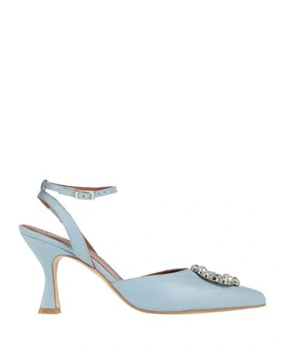 Alohas Woman Pumps Sky Blue Size 8.5 Soft Leather In Multi