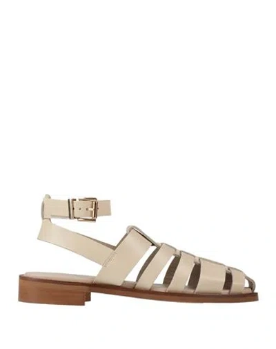 Alohas Woman Sandals Beige Size 7.5 Leather In Brown