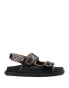 Alohas Woman Sandals Black Size 10 Soft Leather