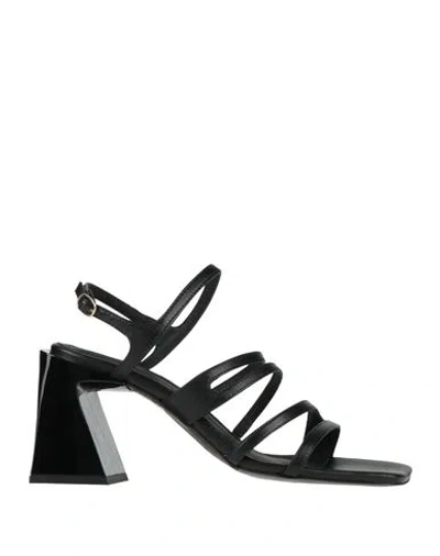 Alohas Woman Sandals Black Size 6.5 Leather In Animal Print