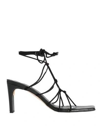 Alohas Woman Sandals Black Size 7.5 Leather, Textile Fibers