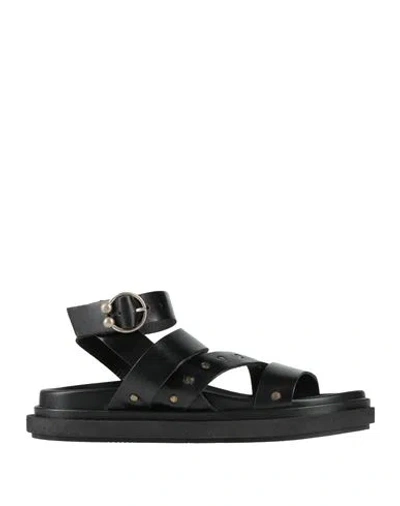 Alohas Woman Sandals Black Size 8.5 Leather In Animal Print