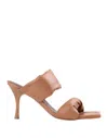 Alohas 80mm Twist Strap Padded Leather Mules In Camel