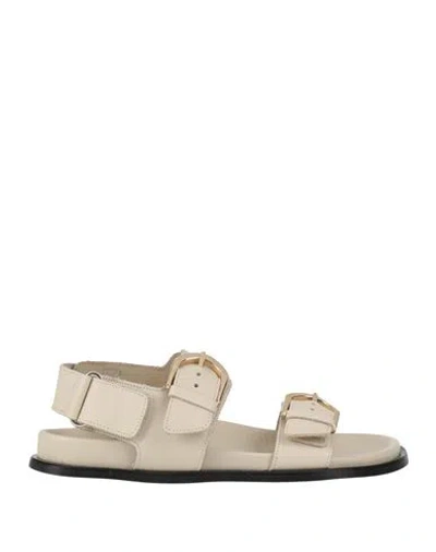 Alohas Woman Sandals Cream Size 7.5 Leather In Neutral