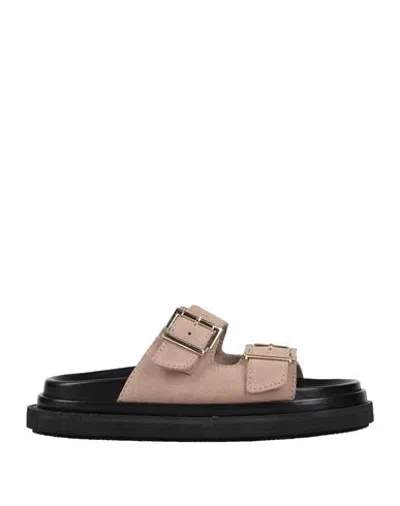 Alohas Woman Sandals Khaki Size 9 Soft Leather In Neutral