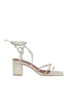 Alohas Woman Sandals Light Grey Size 10 Soft Leather In Grey
