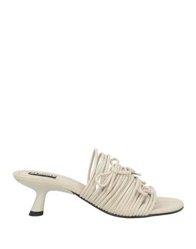 Alohas Woman Sandals Light Grey Size 7.5 Leather In White
