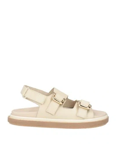 Alohas Woman Sandals Light Grey Size 8.5 Leather In Neutral